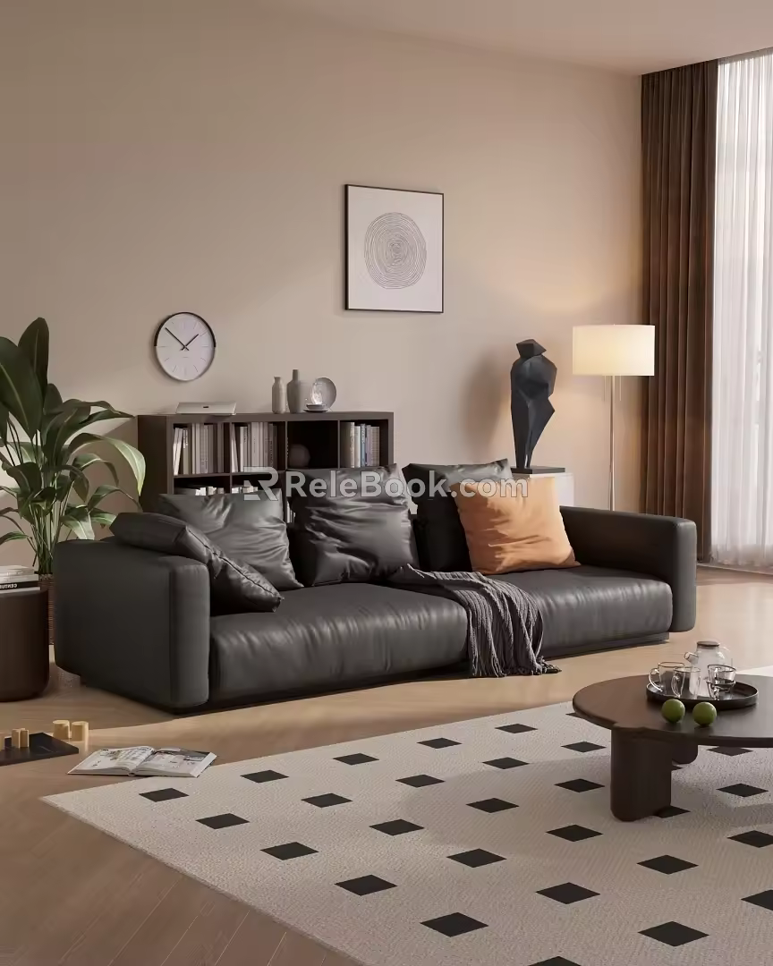 Leather pattern sofa combination 3d model