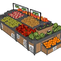 Fresh Assorted Fruits Display On Supermarket Shelf With Watermelon Apples Grapes And Oranges