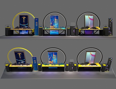 Modern display stand installation 3d model