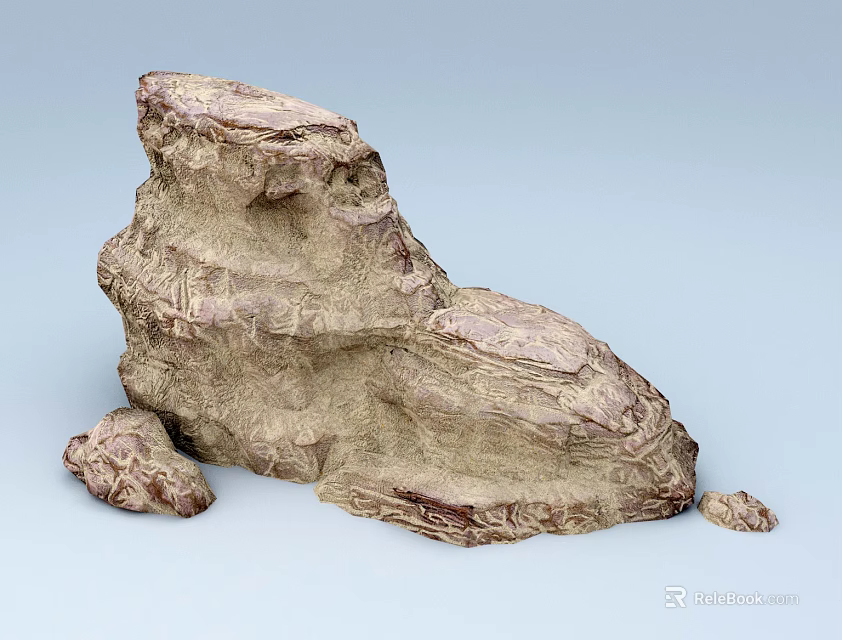 Natural Stone And Wood Decorative Elements With Layered Texture And Organic Shape 3d model