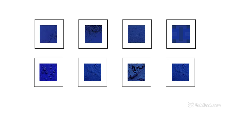 Blue Square Art Frames With White Borders And Different Textures 3d model
