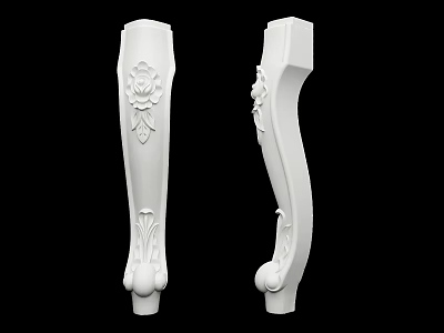 Elegant White Decorative Columns Featuring Carved Floral Patterns And Intricate Details 3d model