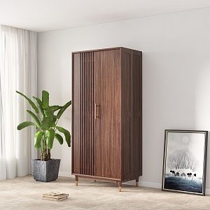 New Chinese Style Nordic South American Black Walnut Wardrobe 3d model