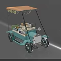 Vintage Blue UTRO Car With Canopy Loaded With Various Drinks And Snacks