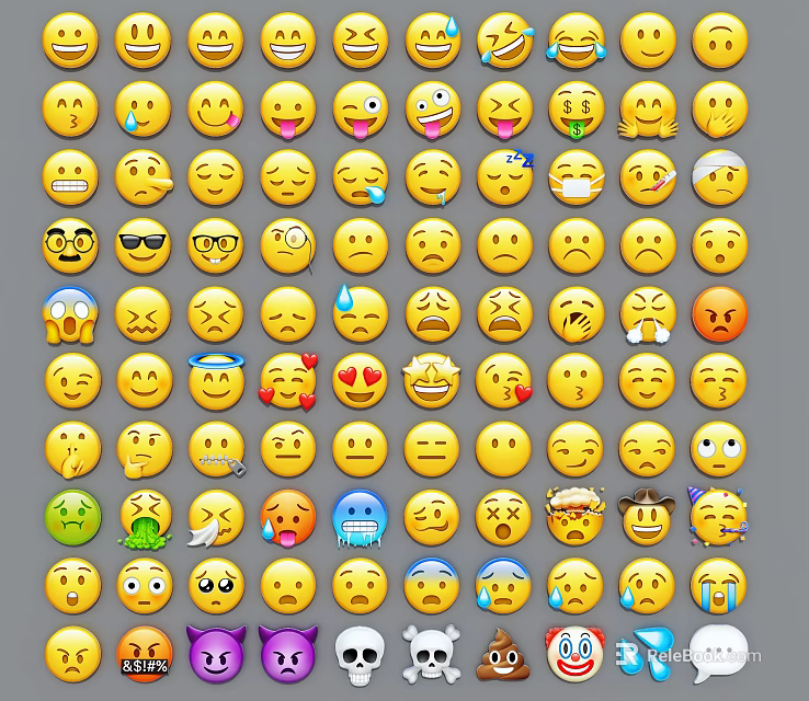 Cute Emoji Themed Pendants With Various Expressions In Bright Colors For Decoration 3d model 