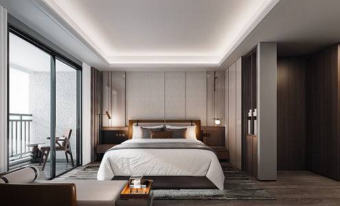 New Chinese Room Hotel Room 3d model