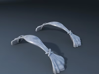 Elegant White Curved Furniture Handles With Decorative Bow Design For Cabinets 3d model