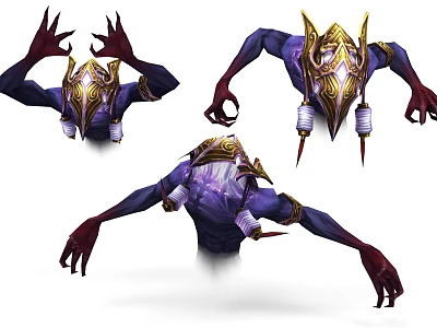 Mythical Game Character With Purple Skin Golden Helmet And Sharp Claws Design 3d model