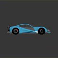 Blue Futuristic Sports Car With Sleek Exterior And Transparent Roof Design