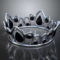 Elegant Silver Crown with Black Gemstones and Modern Openwork Design 3d model