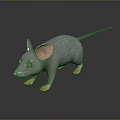 Animated Gray Mouse Character With Large Pink Ears And Paws On Dark Smooth Surface