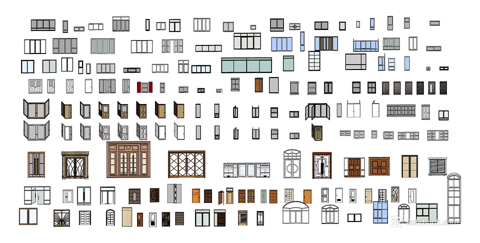 Hinged Doors Various Styles And Designs For Home Interior Decoration 3d model