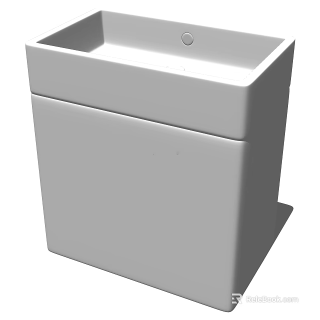White Freestanding Washbasin With Modern Design And Clean Lines For Bathroom 3d model 