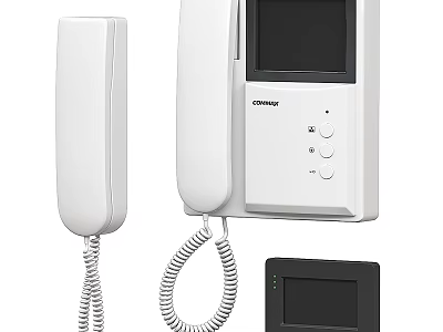 Home Intercom System With White Handset And Multiple Display Devices 3d model