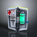 First Aid Medical Kit With Red Cross Caduceus Symbol MSE Label And Green Light