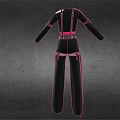 Kids Fashion Outfit With Black Pink Suspenders And Long Pants Design