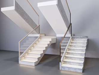 modern stair handrail stair 3d model