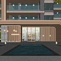 Entrance lobby of modern gate residence 3d model
