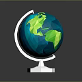 Modern Polygonal Globe Decorative Furniture With Silver Stand And Blue Green Surface Design