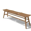 Modern Light Wooden Stool with Three Curved Seats and Sleek Stable Structure
