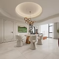 Modern Living and Dining Room With Purple Sofa Circular Rug And Floor to Ceiling Windows