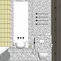 Modern Bathroom Interior With Marble Walls Free-standing Bathtub Towel Rack Toilet And Vanity