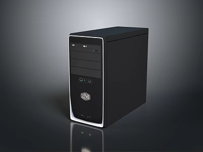 Black Modern Computer Case With Sleek Front Panel And USB Ports Design 3d model