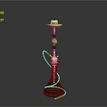 Elegant Green Hookah With Gold Accents Smoking Bowl And Carved Base