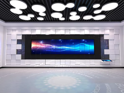 Modern Computer Display Setup With Large Screen Monitor And Advanced Tech Exhibition Design 3d model