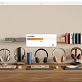Computer desk headset phone audio keyboard ornaments 3d model
