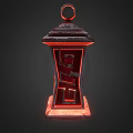 Traditional Red Illuminated Lantern Furniture With Geometric Patterns And Hanging Loop 3d model