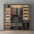 Modern Wooden Wardrobe with Hanging Clothes Folded Garments Drawers and Storage Compartments