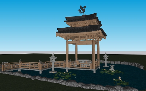 Chinese style pavilion SU model 3d model