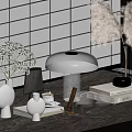 Decorative Ornaments Combination Books Table Lamp Floriculture 3d model