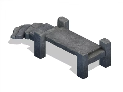 Outdoor Stone Bench Furniture With Flat Seat Surface And Sturdy Support Legs 3d model