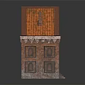 Detached Villa With Red Brick Exterior Brown Tiled Roof Arched Windows And Front Steps