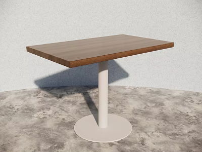 Modern Wooden Dining Table With White Pedestal Base And Minimalist Design 3d model