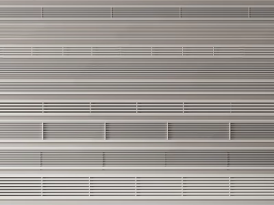 Multiple Parallel Silver Metal Striped Air Conditioner Vents With Uniform Horizontal Lines And Divided Design 3d model