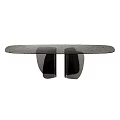 Elegant Modern Luxury Dining Table With Oval Glass Top And Hammered Brass Legs Design