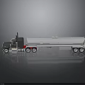 Black Cab White Tanker Truck With Multiple Wheels On Gray Background Showcasing Reflection Effect