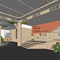Bright Kindergarten Interior Design With Circular Central Greenery Wooden Structures And ABC Letters