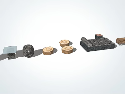 Modern Outdoor Table and Chair Sitting Stool Coffee Table 3d model