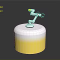 Robot Arm With Clamp End On White And Yellow Cylindrical Container With Yellow Top