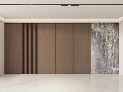 Modern Interior Background Wall With Wooden Panels And Natural Marble Texture Design 3d model
