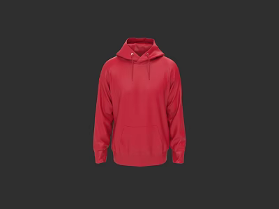 Red Casual Hooded Sweatshirt With Long Sleeves And Kangaroo Pocket Design 3d model