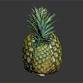 Fresh Ripe Pineapples of Different Sizes on Black Reflective Surface