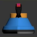 Blue Electric Iron With Black Handle Orange Top And Red Button Design