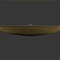 Small Golden Wooden Boat With Paddle And Detailed Wood Grain Design