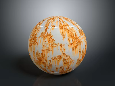 White Decorative Sphere With Orange Dripping Texture For Home Art Decoration 3d model