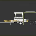 Modern Outdoor Furniture Portable Kitchen Trailer With Tent Table And Chairs Set